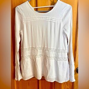 Abercrombie Kids SZ 16 White Lined Top Battenburg Lace Girlhoodcore Tween Teen
